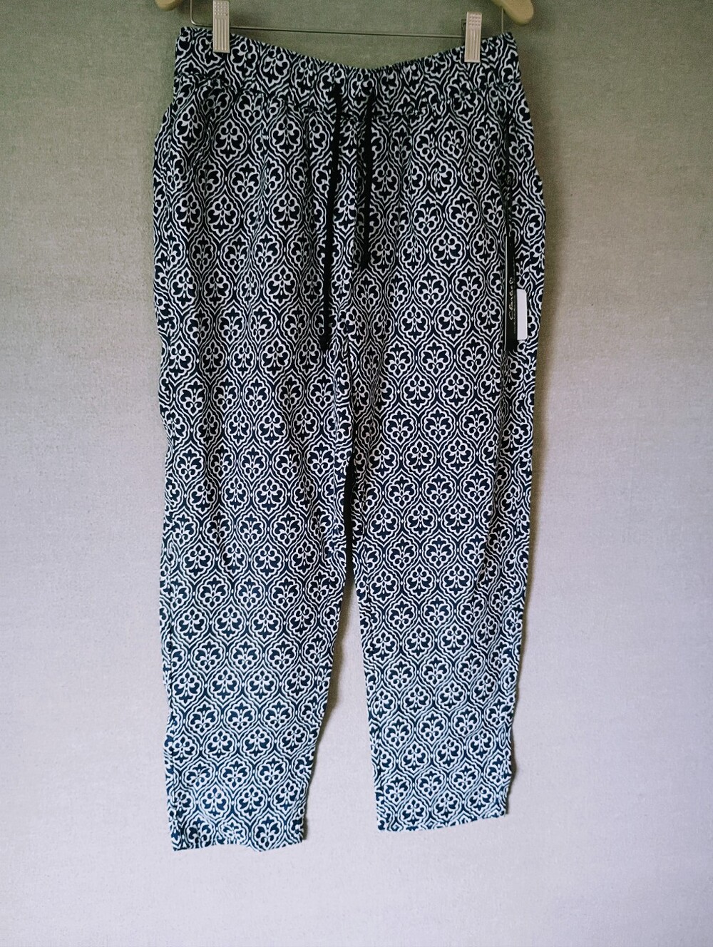 Charlie B Ocean Print Cropped Linen Pants NWT Size Small